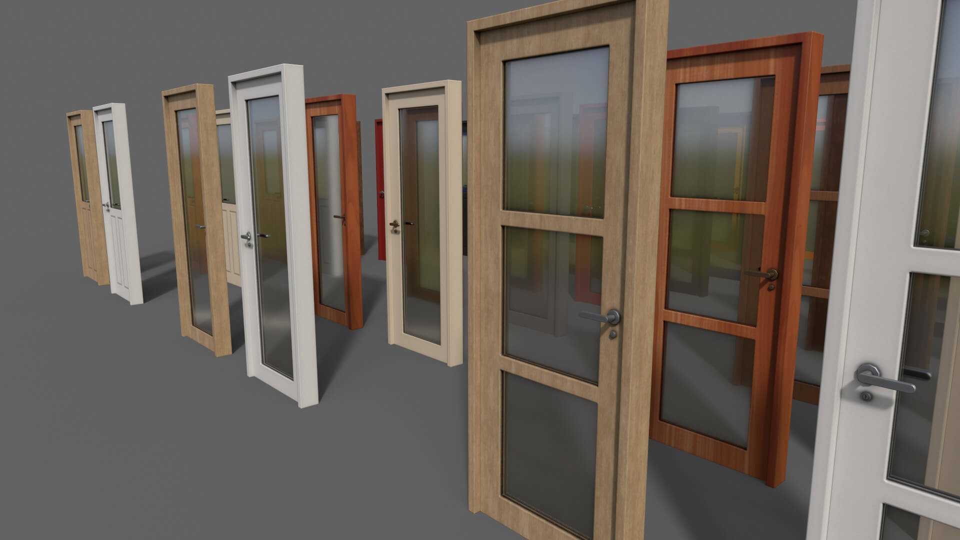 Glass Wood Door With Frame 3D Model by DaikLord