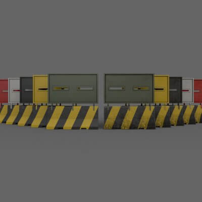 Roadblock Material Concrete Roadblock Barrier V2 - 3D Model by DaikLord