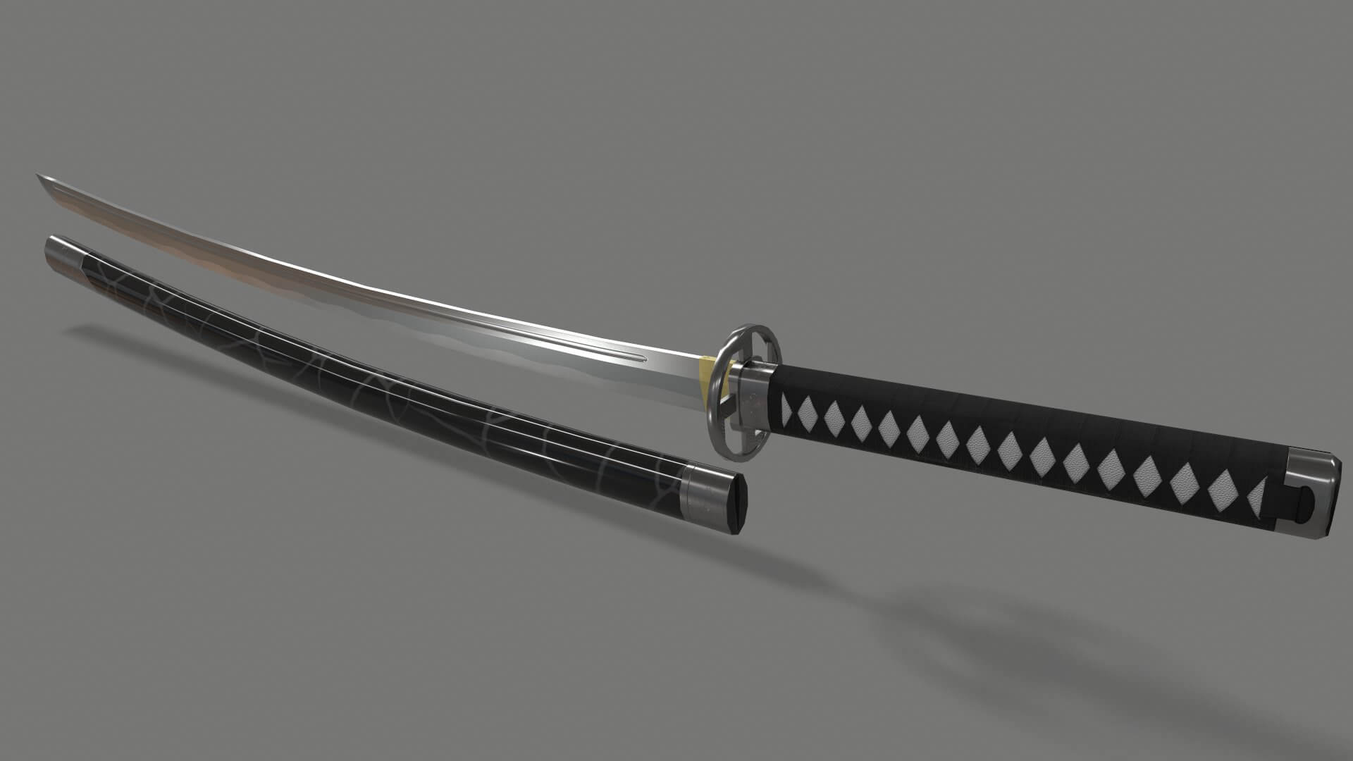 Katana Japanese Sword (Black) - 3D Model by DaikLord