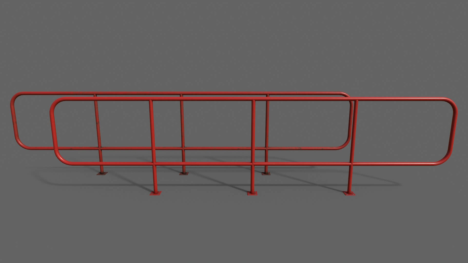 Red Guard Railing Pedestrian Guard Rail Red V5 - 3D Model by DaikLord