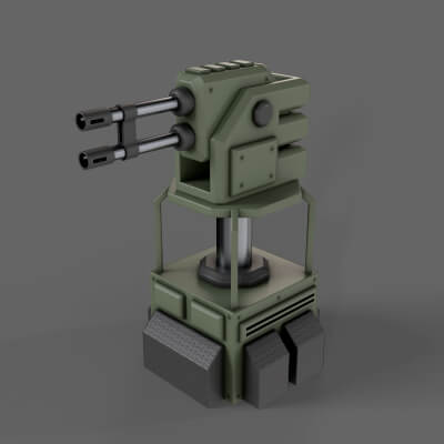 Turret Gun 02 Green - 3D Model by DaikLord