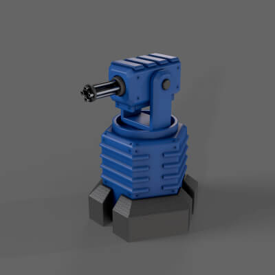 Turret Gun 03 Blue - 3D Model by DaikLord