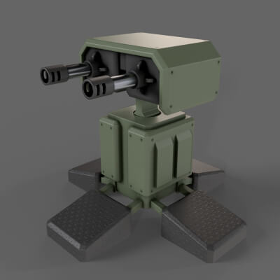 Turret Gun 05 Green - 3D Model by DaikLord
