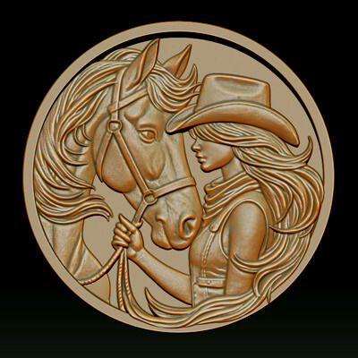 Cowboy Girl Relief Model