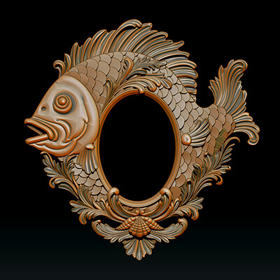 Decorative Fish Frame Relief
