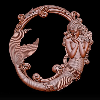 Mermaid Bas-Relief 3D Model for CNC Router