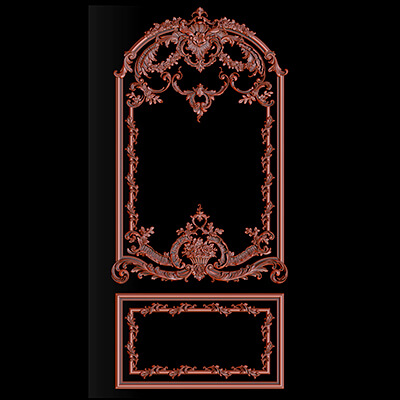 Ornamental Relief CNC Model for Wooden Doors and Wall Panels