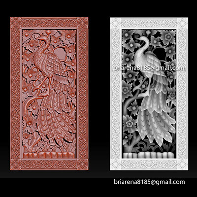 Peacock Relief STL CNC Router Panel Wood Carving