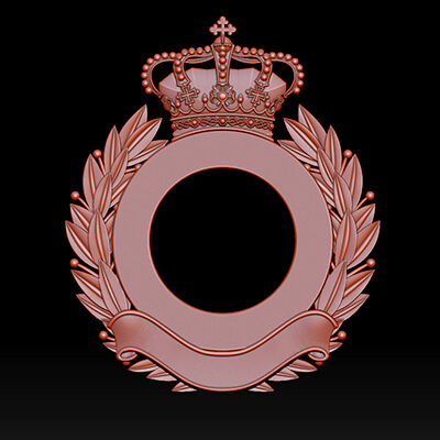 Royal Crown Laurel Wreath Frame 3D Relief