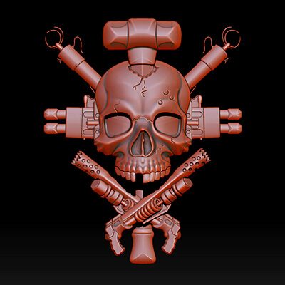 Skull Weapon Emblem 2.5D