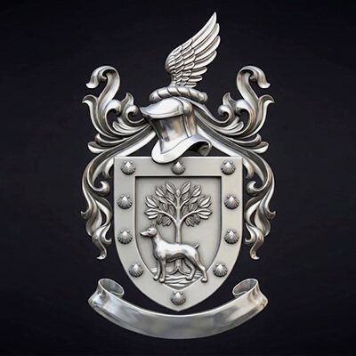 Winged Helmet Coat of Arms Premium 3D Relief Model for CNC