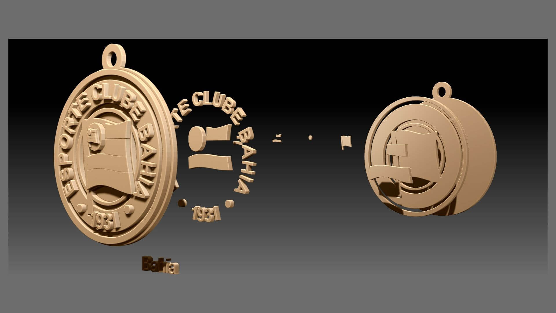 Bahia Logo Printable and Renderable Logo Shields Keychan - 3D Model by ...