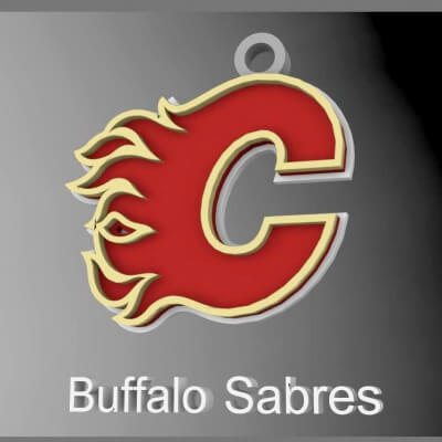 Calgary Flames Logo Shield Printable and Renderable Keychan - 3D Print ...