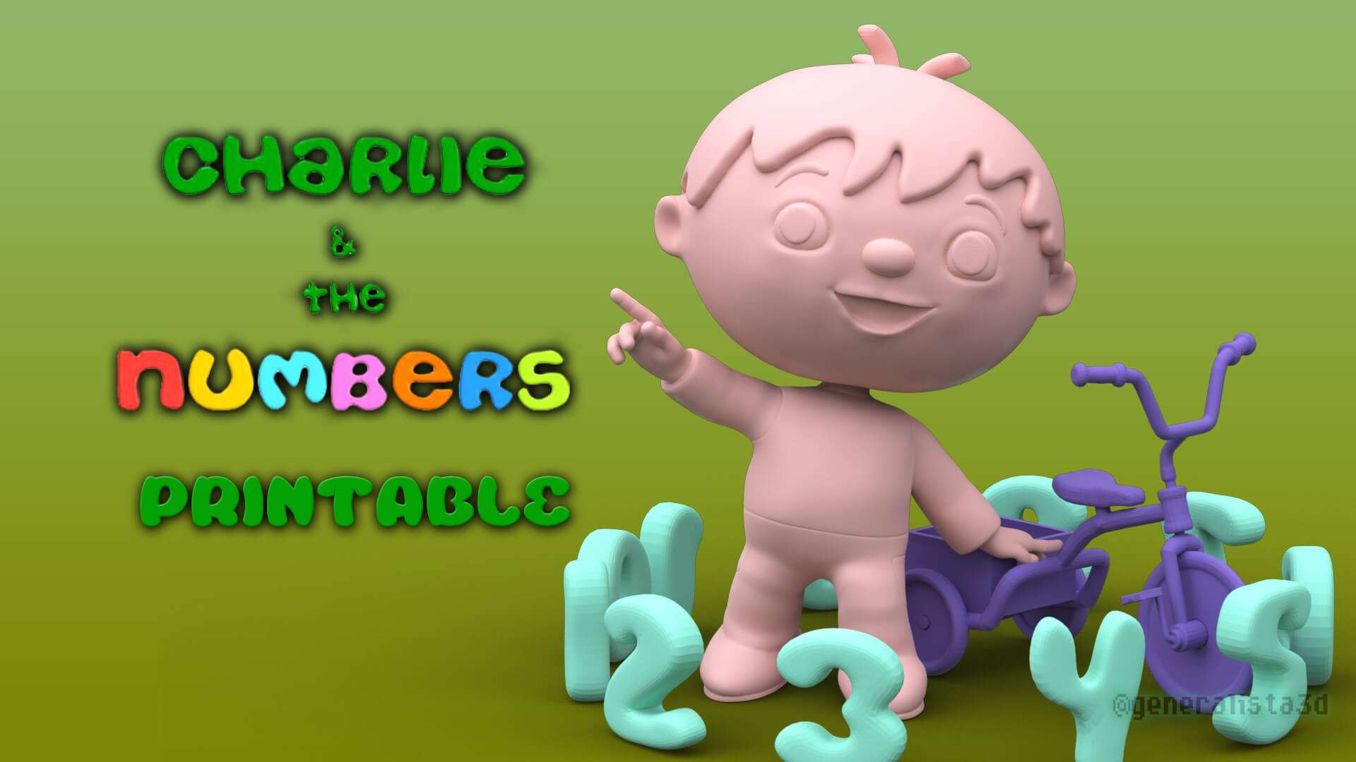 Charlie and The Numbers Printable and Animated - 3D Print Model by danyelon