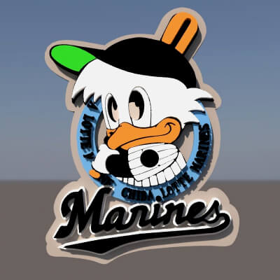 Chiba Lotte Marines Shield Keychan Printable and Renderable