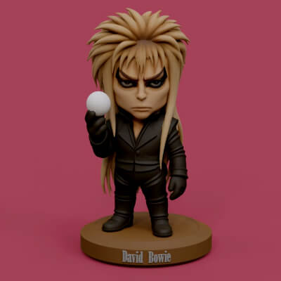 David Bowie Goblin King Chibi Fan Art Figure and Keychain