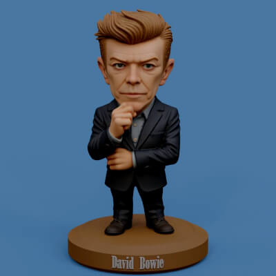 David Bowie Tin Machine Chibi Fan Art Figure and Keychain