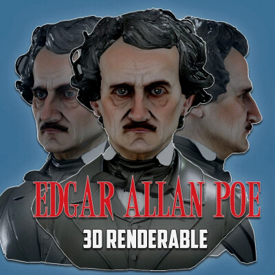 Edgar Allan Poe Renderable Bust PBR
