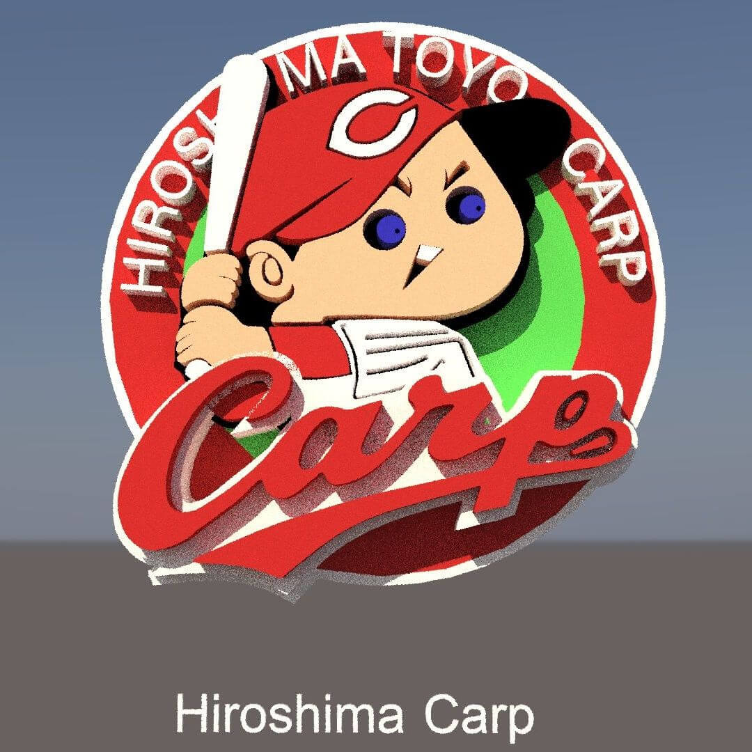 hiroshima-carp-logo-shield-keychan-printable-and-renderable-3d-model-by-danyelon