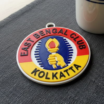 ISL East Bengal FC Keychain Badge Color Printable and Render