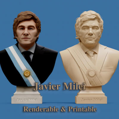 Javier Milei Bust Printable and Renderable