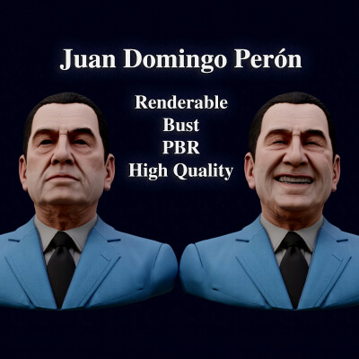 Juan Domingo Per&oacuten High-Quality Renderable Bust