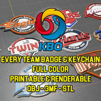 KBO League Every Team Badge - Color Printable and Renderable