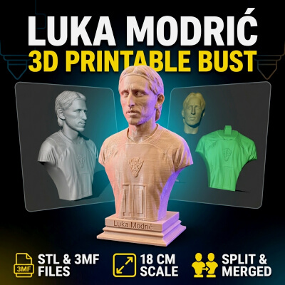 Luka Modri &ndash 3D Printable Bust
