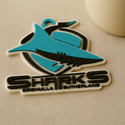 NRL Cronulla Sutherland Sharks Keychain Badge Color Print