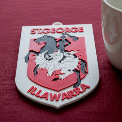 NRL St. George Illawarra Dragons Keychain Badge Color