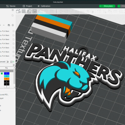 Super League Halifax Panthers keychain badge color