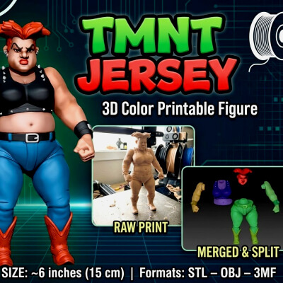 TMNT Jersey Red 1987 3D Color Printable Figure