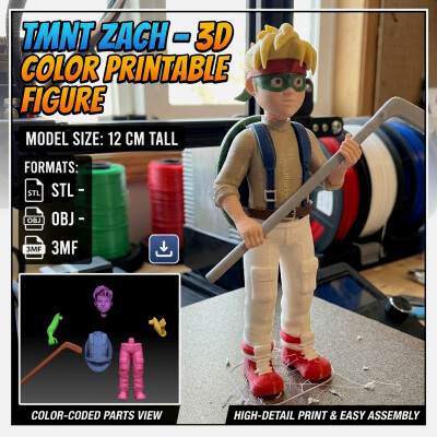 TMNT Zach 3D Color Printable Figure