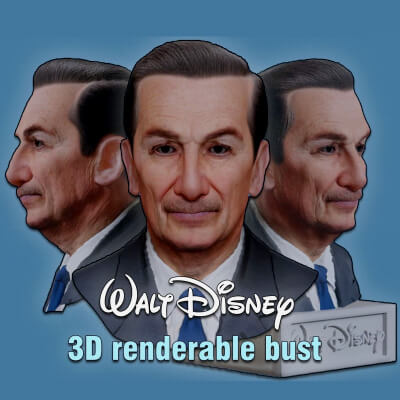 Walt Disney Real-Time Renderable Bust Fan Art
