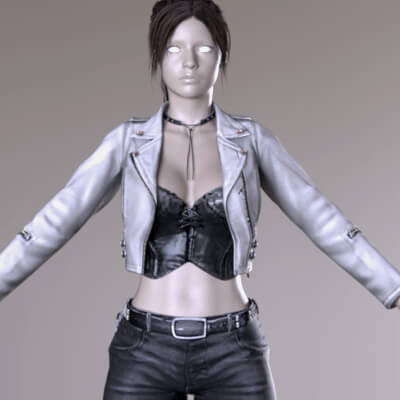 Classic Hair and Biker Outfit - c.redfield Addons G8F