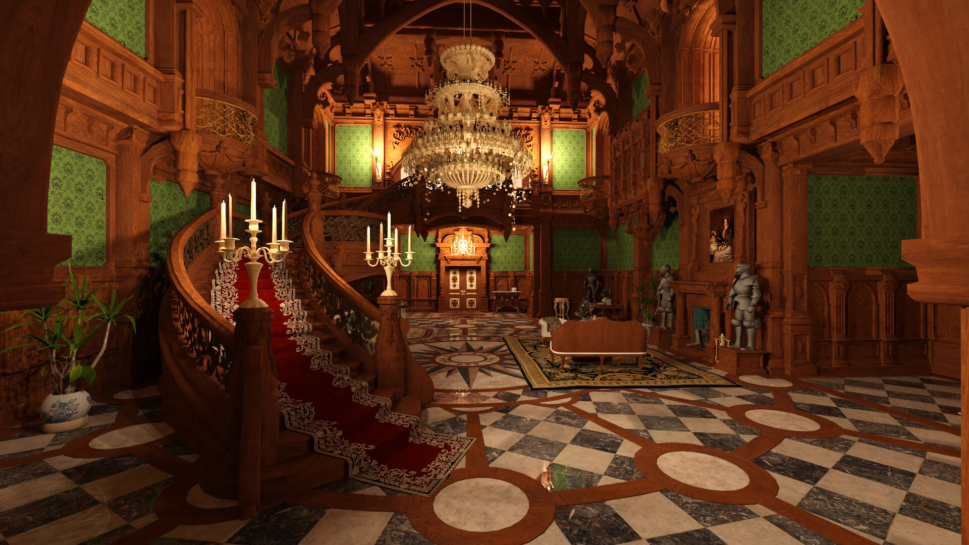 Dimitrescu Castle Hall Daz Content by Darknessvaltier