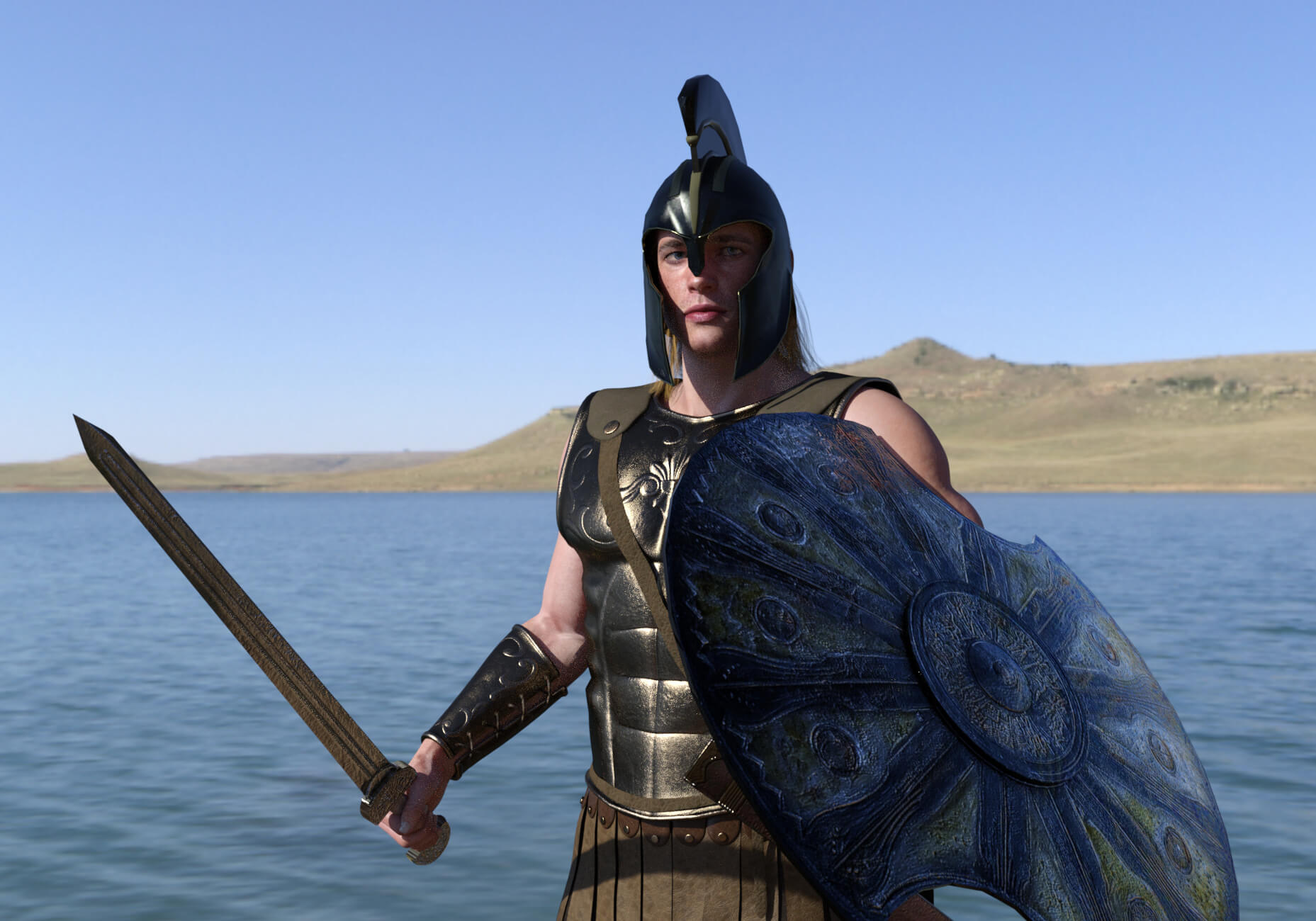 Achilles 3D Render, Digital Art by dazinbane