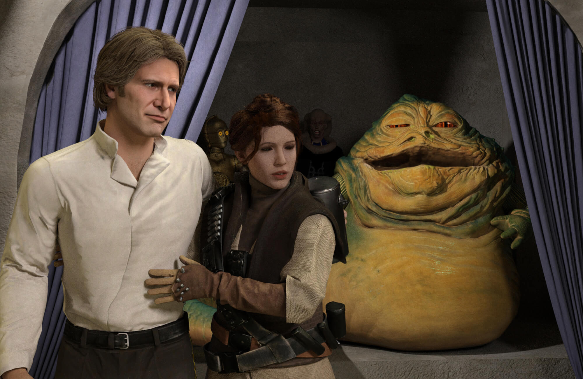 Han Solo on Endor 3D Render, Digital Art by dazinbane