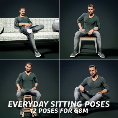 Everyday Sitting Poses for G8M by DazKitsune3D