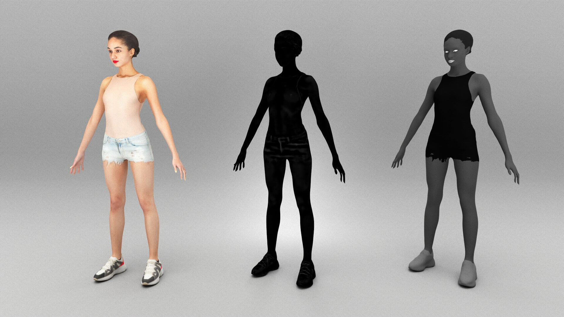 Pretty Woman In Short Shorts Ready For Animation 344 - 3D Model by