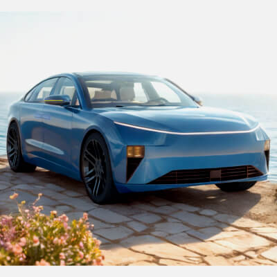 Electric Sedan Blue