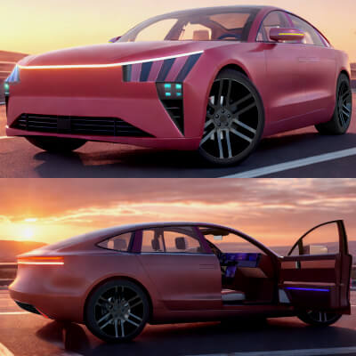 Modern Automobile Burgundy