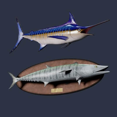 Mounted Fish 01a - 3D Model by Dekogon Studios