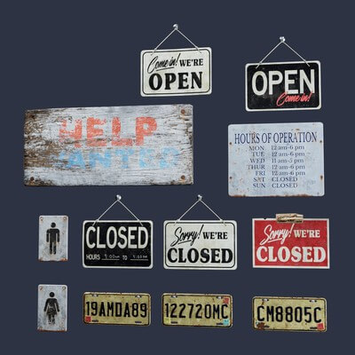 Sign Modle Image Sign Set 01a - 3D Model by Dekogon Studios