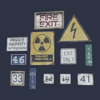 Sign Modle Image Sign Set 04a - 3D Model by Dekogon Studios