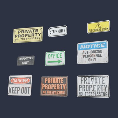 Sign Modle Image Sign Set 06a - 3D Model by Dekogon Studios