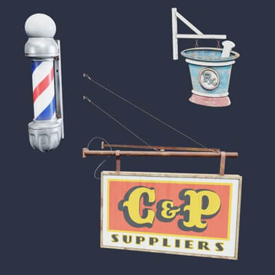 Sign Modle Image Sign Set 17a - 3D Model by Dekogon Studios