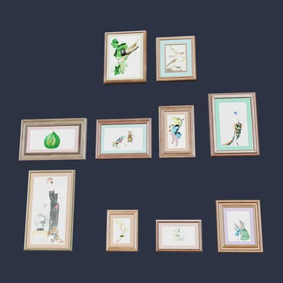 Wall Frame Model Wall Frames 15a - 3D Model by Dekogon Studios