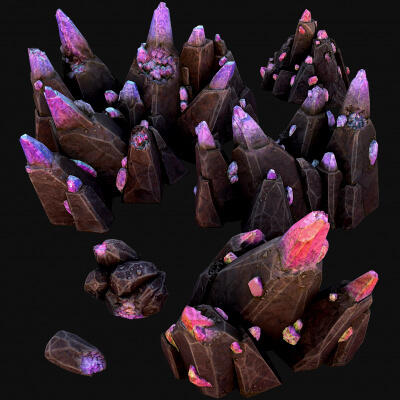 Crystal Obsidian Rocks Mineral - 3D Model by Dereza
