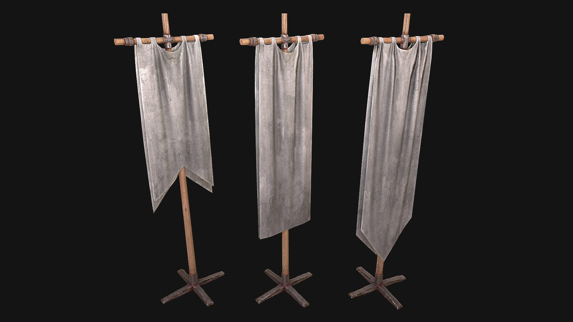 Medieval Flags 3D Model by Dereza